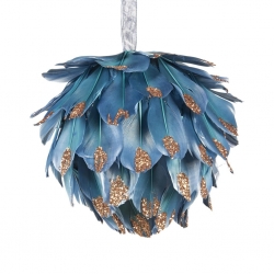 Peacock hanging ornament 12cm diameter, feathers